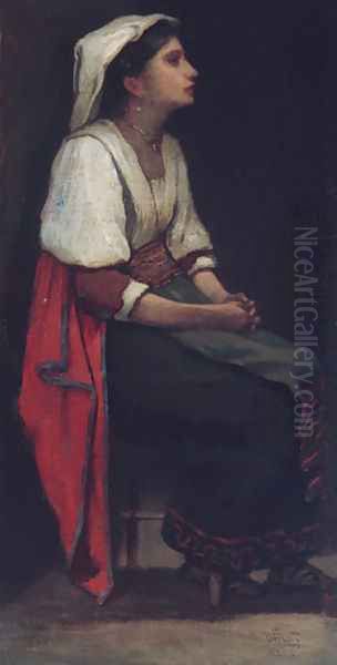 Italian Girl Oil Painting by William Morris Hunt