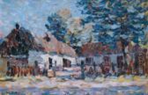 La Ferme Au Toit De Chaume Oil Painting by Abel Bertram