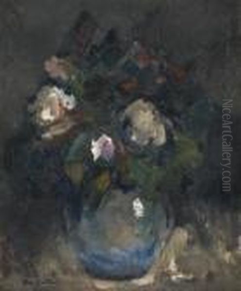 Bouquet De Fleurs Dans Un Vase Oil Painting by Abel Bertram