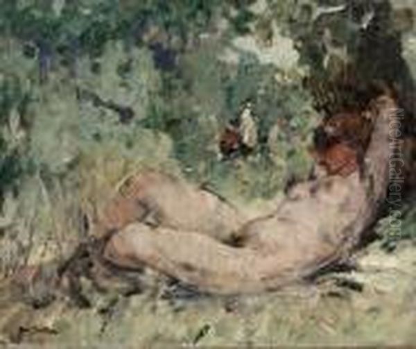 Nu Couche Dans Un Sous Bois Oil Painting by Abel Bertram