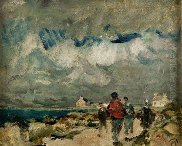 Promenade En Bord De Mer Oil Painting by Abel Bertram