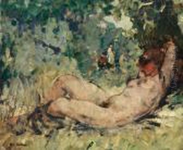 Nu Couche Dans Un Sous Bois Oil Painting by Abel Bertram