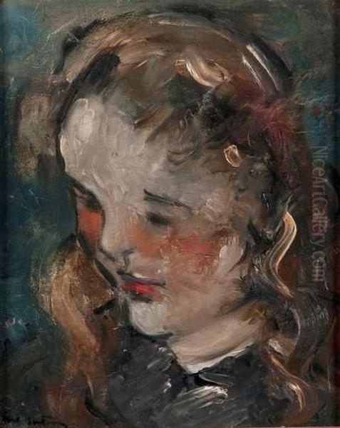 Portrait De Jeune Fille Oil Painting by Abel Bertram