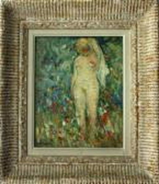 Nu Feminin Dans Le Jardin Oil Painting by Abel Bertram