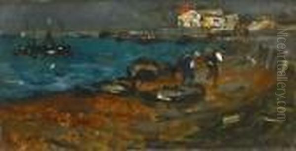 Petit Port De Peche Oil Painting by Abel Bertram