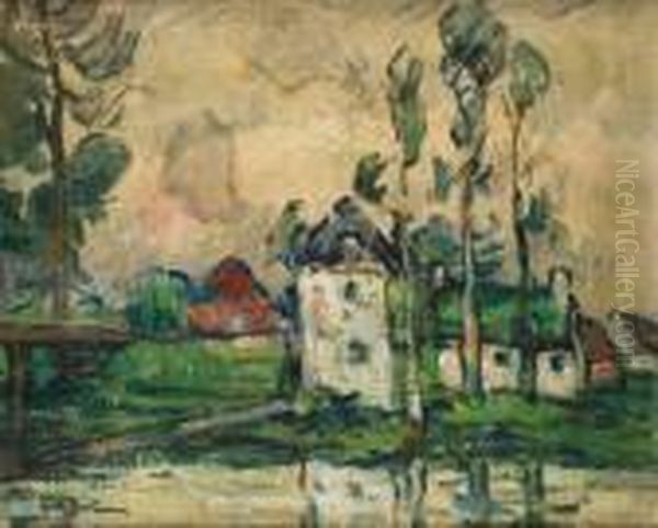 Hameau Pres De La Riviere Oil Painting by Abel Bertram