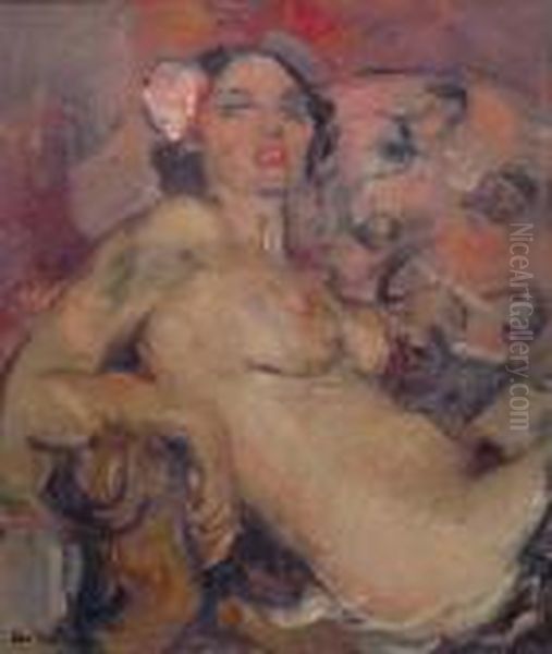 Reclining Nude Oil Painting by Abel Bertram