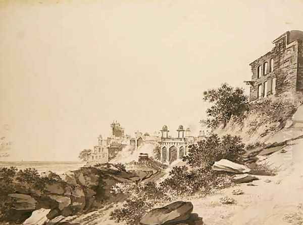 A View of the Ruins of the Palace and Mosque at Fatepur Sikri Oil Painting by William Hodges