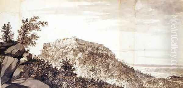 View of the Fort of Bidjegur Bijagarh Oil Painting by William Hodges