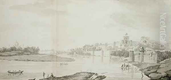 A View of the Fort of Agra on the River Jumna from the north east Oil Painting by William Hodges