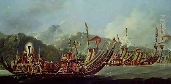 Tahitian War Canoes In 1774 James Cook Witnessed a Review of the Fleet Consisting of 160 Big War Canoes and 160 Smaller Boats the Latter Pressed into War Service Oil Painting by William Hodges