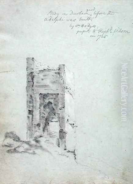 Study in Durham yard before the Adelphi was built from An Italian Sketchbook belonging to Richard Wilson Oil Painting by William Hodges