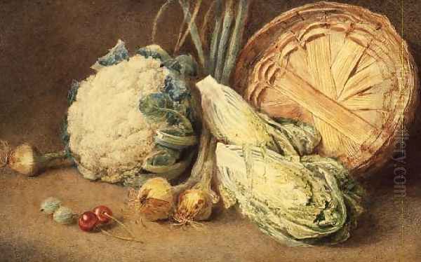 A Still Life of Vegetables Oil Painting by William Henry Hunt