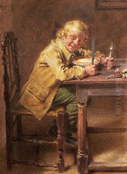 Christmas Pie Oil Painting by William Henry Hunt