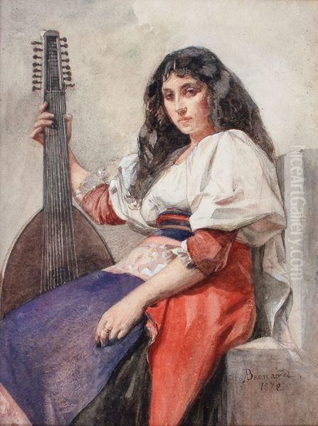 Jeune Musicienne Italienne Oil Painting by Paul Albert Besnard