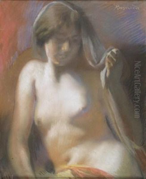 A Young Nude With A Veil Oil Painting by Paul Albert Besnard