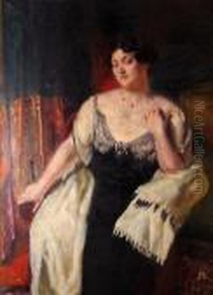 Doamna In Tinuta De Gala Oil Painting by Paul Albert Besnard