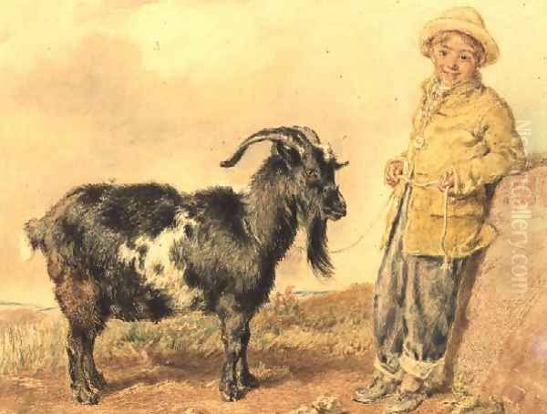 Boy and Goat Oil Painting by William Henry Hunt