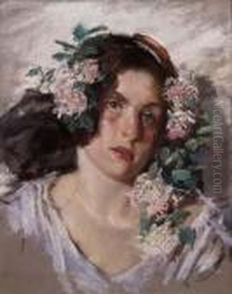 Volto Di Ragazza Oil Painting by Paul Albert Besnard