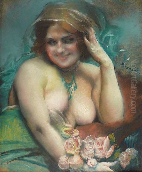 Nu Aux Roses Oil Painting by Paul Albert Besnard