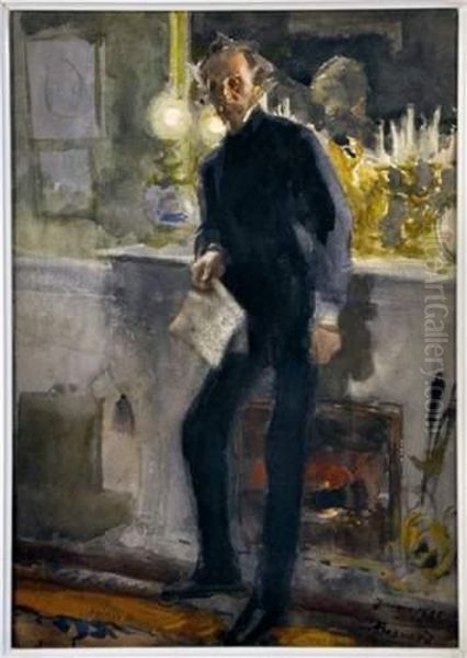 Homme A La Cheminee Oil Painting by Paul Albert Besnard