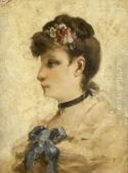 Elegante Au Corsage Rubane Oil Painting by Paul Albert Besnard