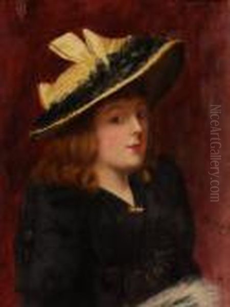 Half Length Portrait Of A French Lady Oil Painting by Paul Albert Besnard