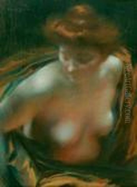 Nu A La Cape Oil Painting by Paul Albert Besnard