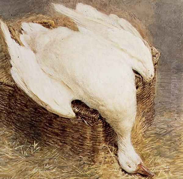 Still Life of a Dead Goose with a Basket Oil Painting by William Henry Hunt