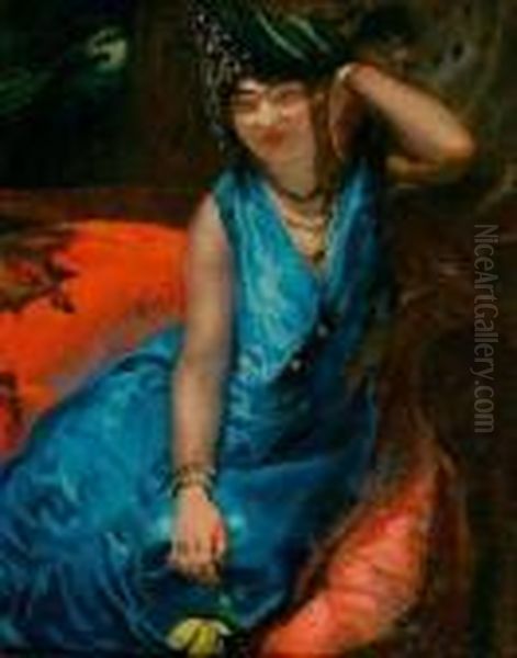 Femme Orientale En Bleu Oil Painting by Paul Albert Besnard