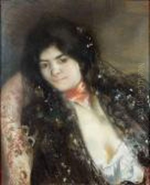 Femme A La Mantille by Paul Albert Besnard