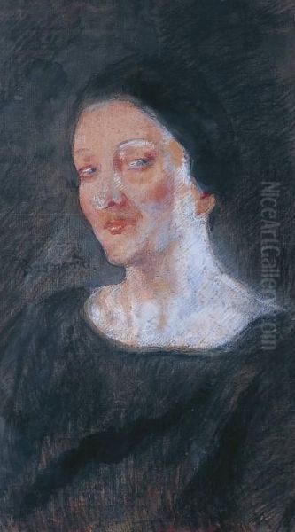 Portrait De Jeune Femme Oil Painting by Paul Albert Besnard