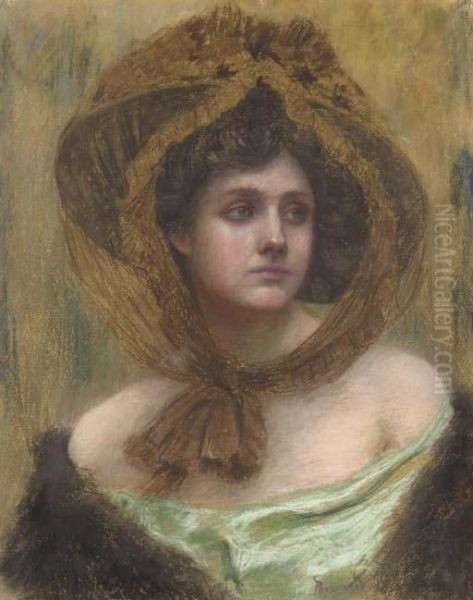 Jeune Femme Au Chapeau Oil Painting by Paul Albert Besnard