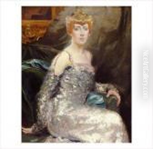 'sphinx Parisienne' (la Comtesse Pillet-will) Oil Painting by Paul Albert Besnard