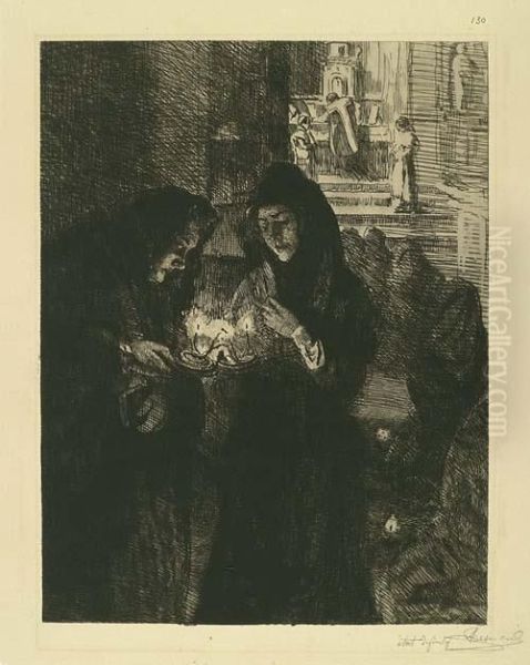 Nuit De Noel A Fontarabie Oil Painting by Paul Albert Besnard