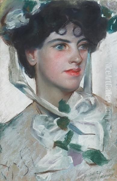 Portrait Of A Young Lady Oil Painting by Paul Albert Besnard