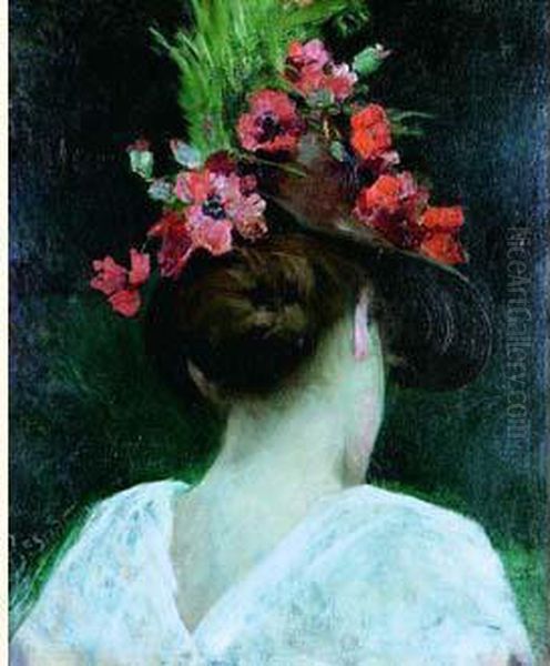 Le Chapeau Aux Coquelicots Oil Painting by Paul Albert Besnard