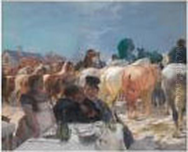 Le Dejeuner Des Marchands De Chevaux Oil Painting by Paul Albert Besnard