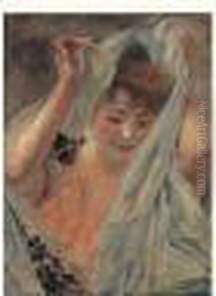 Jeune Femme Au Voile Blanc Oil Painting by Paul Albert Besnard