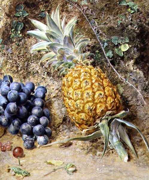 Grapes and a Pineapple Oil Painting by William Henry Hunt