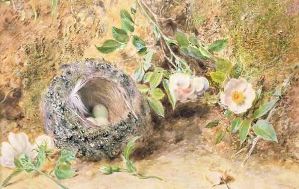 Still Life with Chaffinch Nest Oil Painting by William Henry Hunt