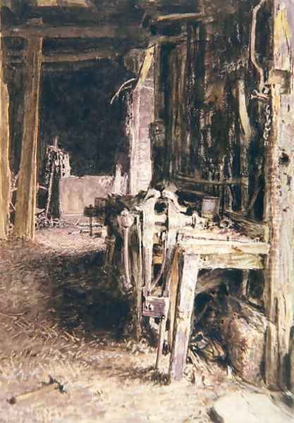 Barn Interior Oil Painting by William Henry Hunt