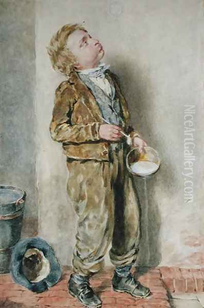 Blowing Bubbles Oil Painting by William Henry Hunt