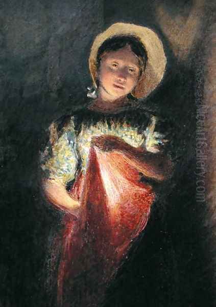 Girl in Candlelight Oil Painting by William Henry Hunt