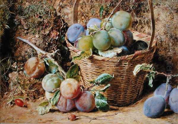 Plums Oil Painting by William Henry Hunt