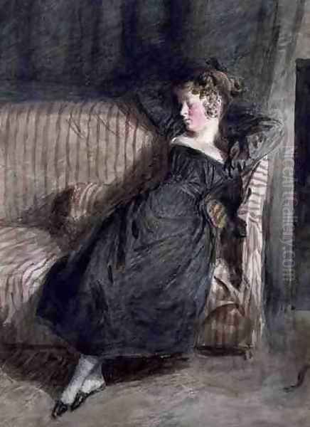 Young Girl Asleep on a Couch Oil Painting by William Henry Hunt