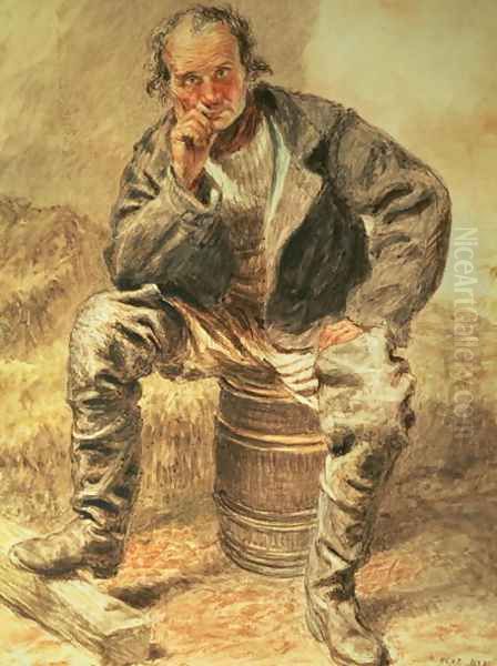 An Oysterman Oil Painting by William Henry Hunt