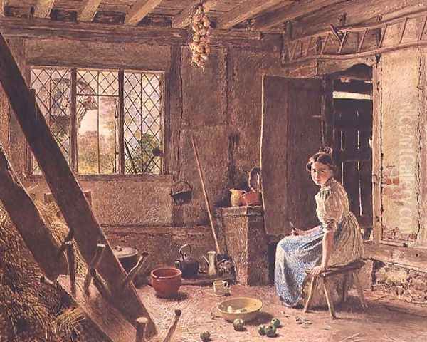 The Maid and the Magpie A Cottage Interior at Shillington Bedfordshire Oil Painting by William Henry Hunt