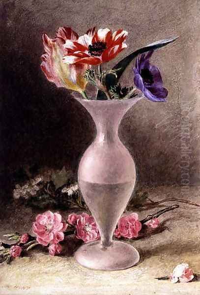 Glass vase and flowers Oil Painting by William Henry Hunt