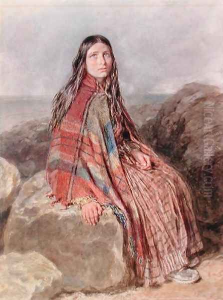 Peasant Girl seated on a Rock Oil Painting by William Henry Hunt